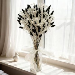 Bunny Tails Dried Flowers Bouquet Fluffy Nature Pampas Grass with Baby Black