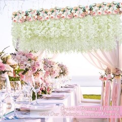 40 Pack Wisteria Hanging Flowers, Fake Flowers for Decoration, 40 Pcs White