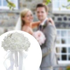 Wedding Bridal Bouquet Artificial Flowers Hand Flower Pearl Bow Flower for Party