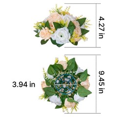 Set of 10 Artificial Flower Ball Bouquets 9.5 Inch Champagne White Rose