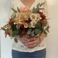 Beautiful Bridal Wedding Bouquet Budget Handmade Faux Floral Red Pink White