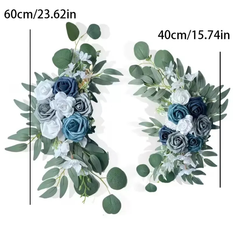 Artificial Wedding Arch Flowers Kit Boho Dusty Rose Blue Eucalyptus Garland