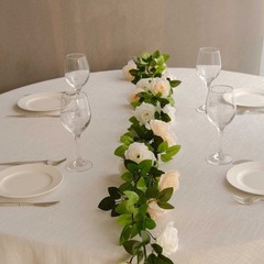 2 BLUSH 7 ft long Silk Rose Wedding Garland Leaves Bendable Wire Vines Home Sale
