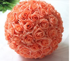 Orange Rose Flower Pomander Wedding Kissing Ball 11-12 inches USA Seller