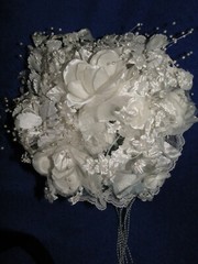 New Stunning white floral and light blue tulle/beads Bridal Bouquet