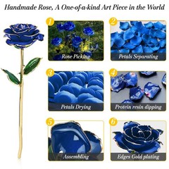Yolife Gifts for Women Mom Gold Dipped Rose 24k Real Blue