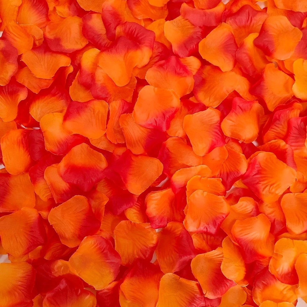 1500 PCS Separated Artificial Orange & Red Rose Petals Sunset Flower