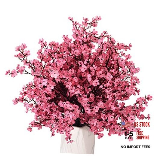 15PCS Artificial Baby Breath Flowers Fake Silk Real Touch DIY 15pcs-hot Pink