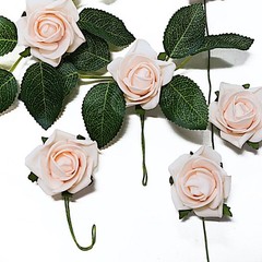 24 BLUSH 2″ Mini FOAM ROSE Flowers Stems Wedding Events Decorations Supplies
