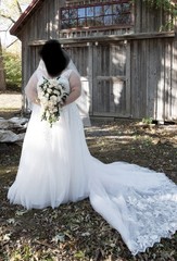 Solo Wood White and Green Wedding Flower Bouquet with Roses and Succulents
