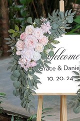 Olalaka Pink Wedding Arch Flowers Set of 2 for Welcome & Ivory