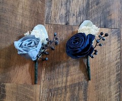 17PC Dusty Blue Navy Wedding Flower Set Sola Wood Bridal Bouquet Boutonnieres