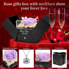 Preserved Light Purple Real Rose with Heart I Love You
