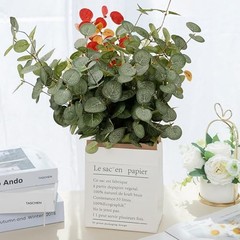 6 Bunches Artificial Eucalyptus Stems 24″ Faux Eucalyptus Leaves Green