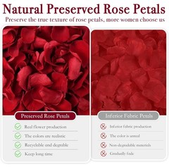 Eslibin 300 PCS Dried Real Red Rose Flower Petals 1.5 inches, Red-80g