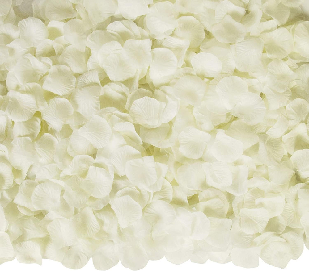 Piezas De Petalos De Rosa Artificiales Para Bodas Aniversario (Blanco)