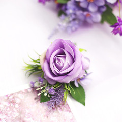 Purple Corsage and Boutonniere Set for Wedding Prom, Artificial Flower Wrist …