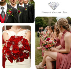 100 Pcs Corsage Bouquet Pins for Flowers, 2 Inch Floral Diamond Pins for Bouq…