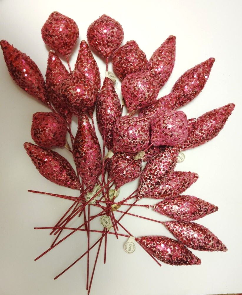$100 25 LOT HOBBY LOBBY Pick Pink Glitter Paillettes 16″ Glass Beaded
