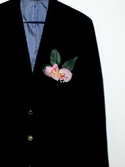 Silk Orchid Pin Boutonniere Groom Best Man Prom Wedding Quinceanera Corsage