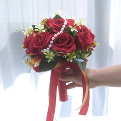 Life Like Artificial Rose Flower Bridal Handheld Bouquet Silk Flower for Wedding