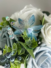 Ling’s Moment 7” Wedding Bouquet Navy Blue Bridal Bridesmaid Flowers NEW
