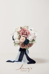 Ling’s Moment 9″ Wedding Dusty Rose/ Navy Bouquet for Bride, Bridesmaid’s Bouque
