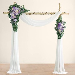 Purple Wedding Arch Flowers Kit (Pack of 3) with 26Ft White Arch Draping Fabric