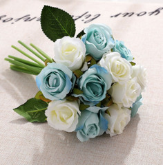 12 Head Fake Rose Artificial Silk Peony Flower Bridal Wedding Bouquet Home Decor