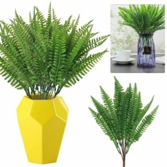 1-4Pcs Plastic Lifelike Artificial Fern Foliage Bush Plants Indoor outdoor Decor