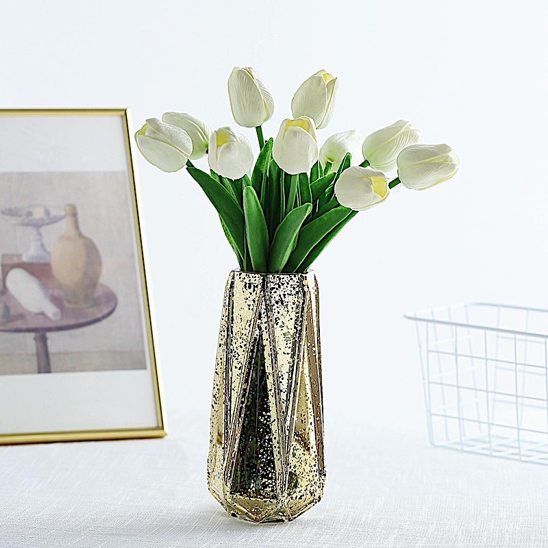10 WHITE 13″ FOAM TULIPS FLOWERS Single Stem Wedding Bouquets Home Centerpieces