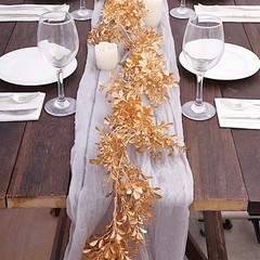 6 ft Metallic GOLD Artificial Boxwood Leaves Hanging Foliage GARLAND Party Event