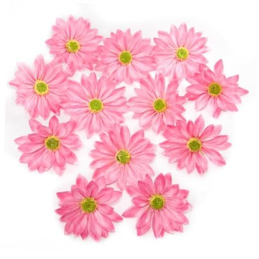 Silk Daisy Flower Heads Daisy Artificial Flower Head Bulk, 12 Pcs 3.5 Inch Pink