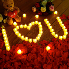 7000 Pieces Artificial Rose Petals with 72 Pieces Romantic Heart Led Tealight Ca