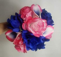 Fuchsia Royal Blue Rose Calla Lily Lily Bridal Wedding Bouquet Accessories