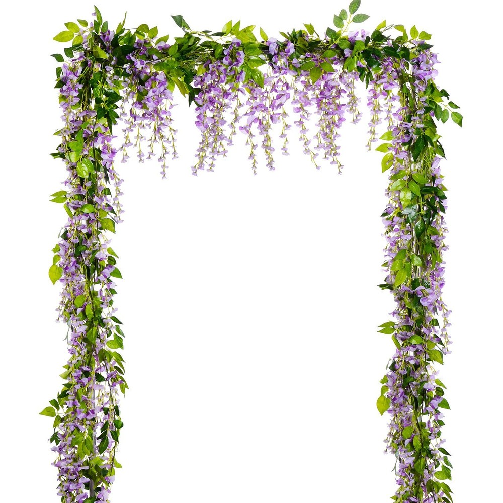 Lvydec Wisteria Artificial Flowers Garland, 4 Pcs Total 28.8ft Artificial Wis…