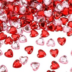 Konsait 500 Count Red/Pink Acrylic Heart Decorations, 12 mm, Red, Pink