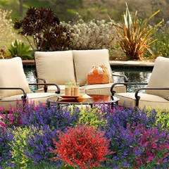 8Bundles Artificial Plants Flowers Fake Outdoor Plastic Faux UV Resistant Decor
