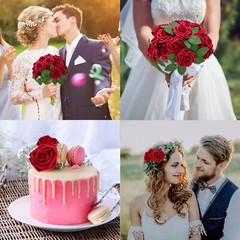 US 25/50pcs Artificial Flowers Real Looking Foam Rose Decoration DIY for Wedding