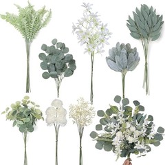Artificial Greenery Stems Box Set(Pack of 65pcs) with 8 Beige&dusty Green