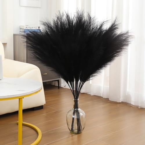 43″ Pampas Grass Tall – 8 PCS Faux Pampas Grass Decor Artificial Pampas Black