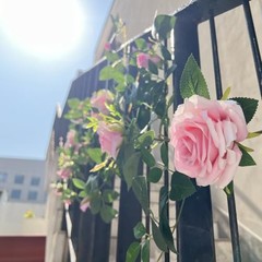 5.9FT Bendable Rose Flower Garlands, Artificial Silk Wild Roses Vine 2 Pink