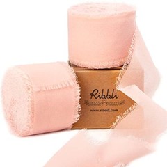 Chiffon Ribbon 1-1/2 inch x 20 Yard Handmade Fringe Chiffon Silk Blush Pink