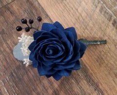 Dusty Blue Navy Pink Bridal Bouquet Blush Sola Wood Cascade Wedding Flowers
