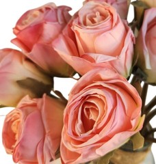 Blush Pink Faux Rose Bouquet Linen Wrapped Rustic Floral Decor Wedding Centerpie