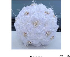 Mini Bridal Bouquet Handmade Satin Rose Round Wedding Bouquet Throw Toss Flower