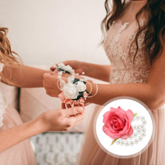10 Pieces Pearl Corsage Wristlet Bracelet Elastic Wrist Corsages Bands for Weddi
