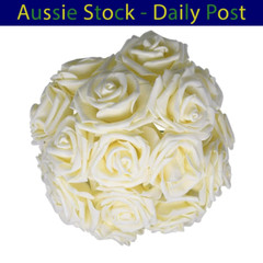Foam Flowers Champagne 7cm Rose Stems Artificial Wedding Bride Bouquet 20pcs