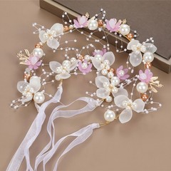 Elegant Flower Tiaras Hairband with Wrist Flower 2in1 Flower Girl Wedding Props