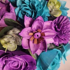 Lilac Teal Rose Sola Wood Bridal Wedding Bouquet Accessories
